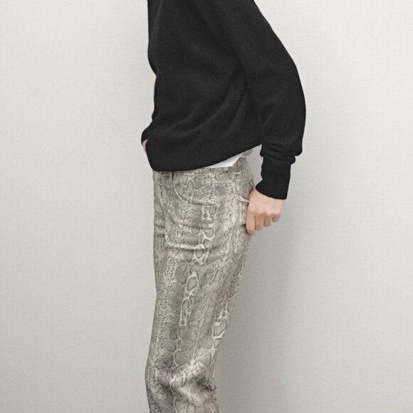 Zara Jeans Size 12 Snake Skin Print Straight Leg NWOT - Picture 2 of 13